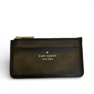 Kate Spade Staci Large Slim Card Holder Black Saffiano Leather NEW